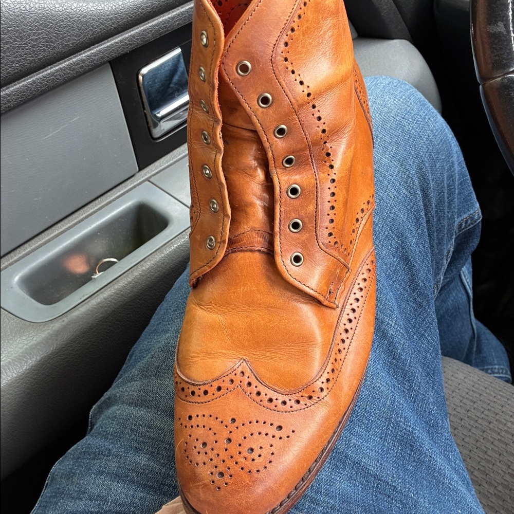 Brown Leather Brogue Boots